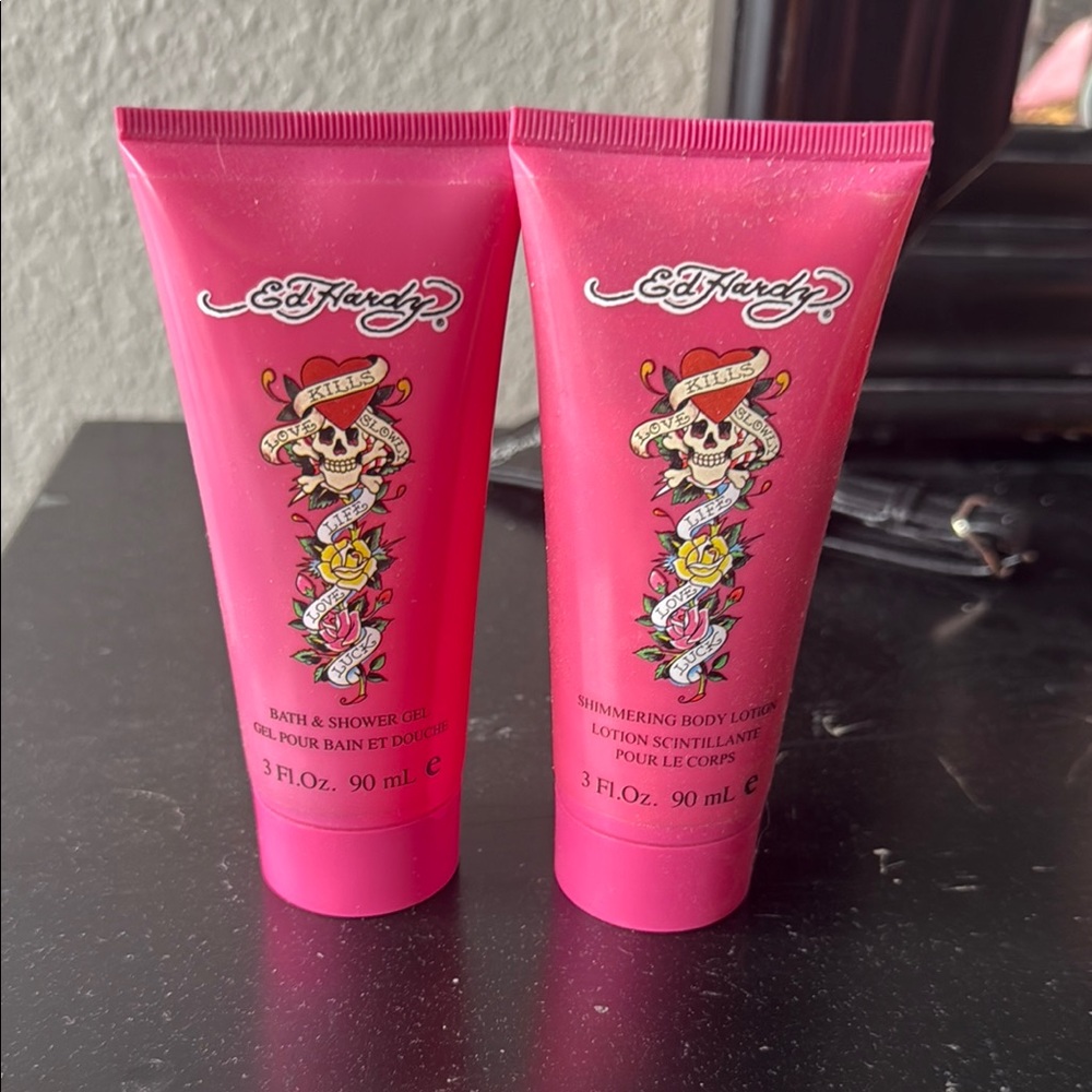 Ed Hardy Pink Bath & Body Set